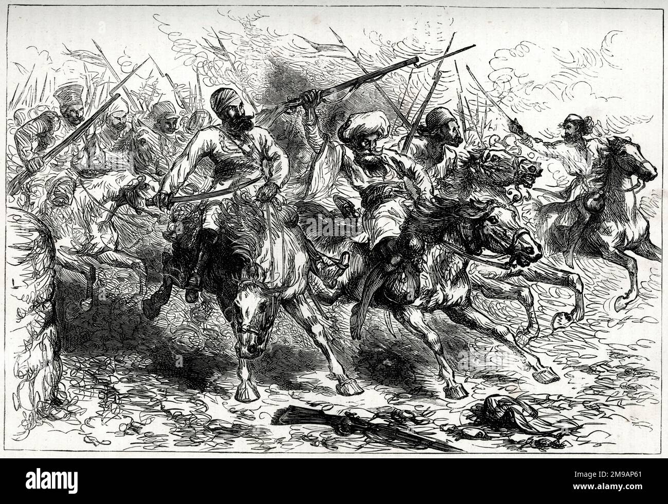 Mutineers advancing on Delhi, 10 May 1857, Indian Mutiny Stock Photo
