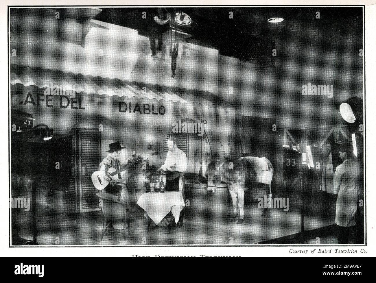 High definition television, a Spanish scene enacted in one of the Baird Experimental Studios, televising by the Intermediate-Film System Stock Photo