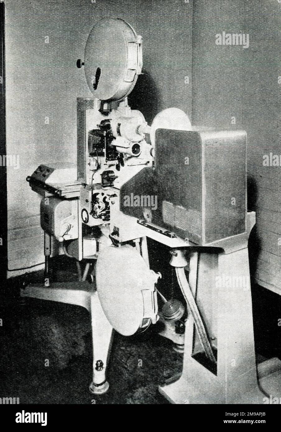 Marconi EMI 'Emitron' Camera System of Television, showing the film projector and the camera used in the televising of films. Stock Photo