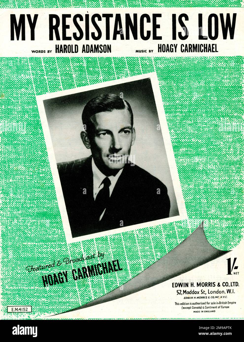 Music cover, My Resistance is Low by Hoagy Carmichael Stock Photo