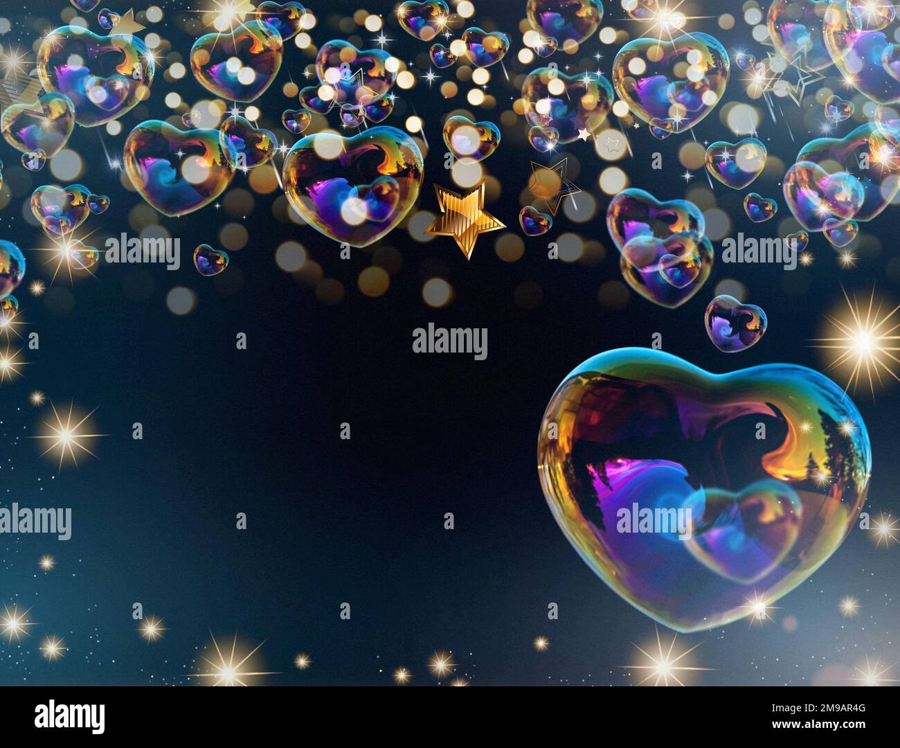 Hearts frame with bubbles hearts and copy space for design Stock Photo