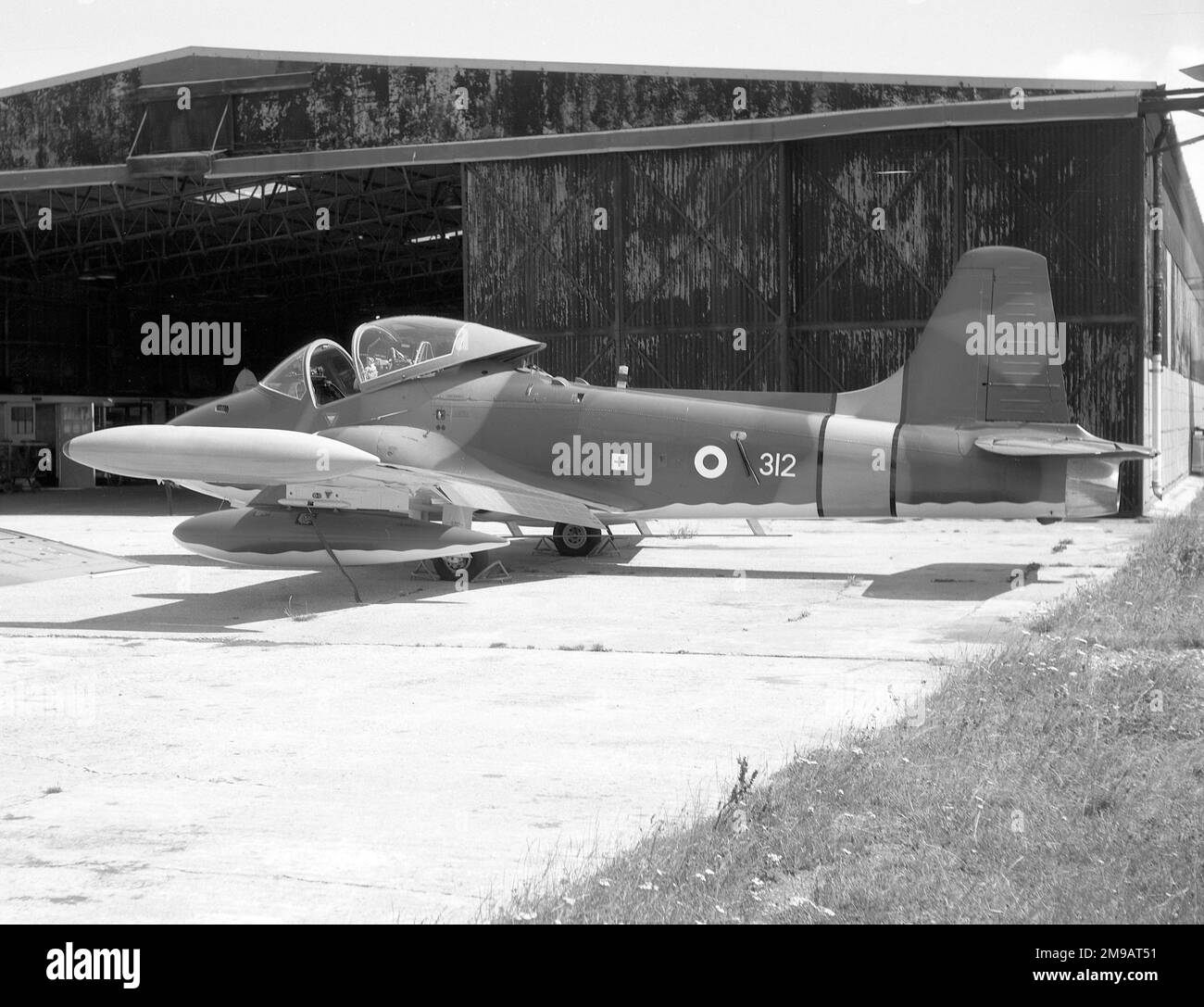 Republic of Singapore Air Force - BAC 167 Strikemaster Mk.84 312 (msn EEP/JP/1932) at Hurn Airport on 11 July 1970. Stock Photo