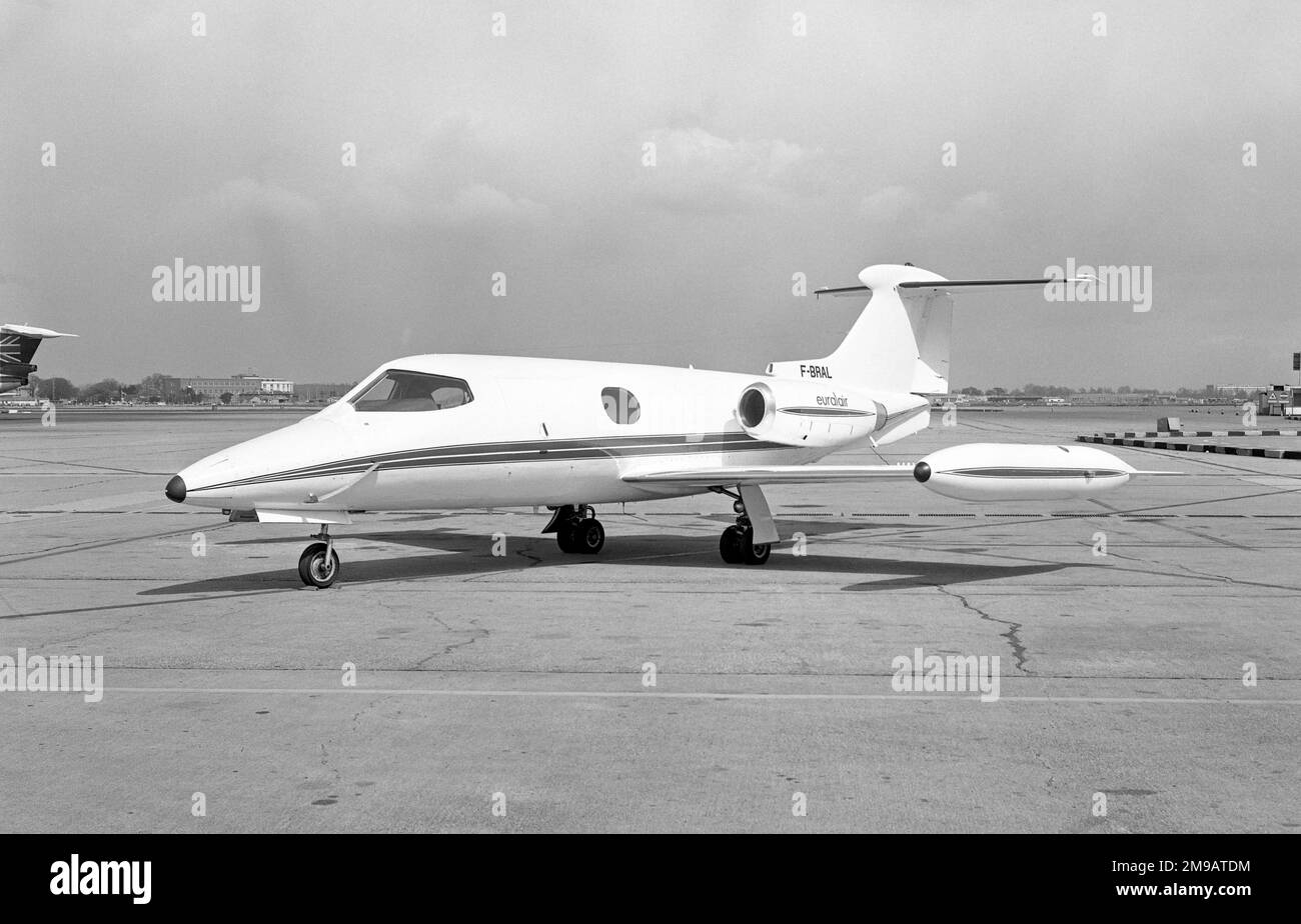 Gates Learjet 24XR F-BRAL (msn 24-117), of Euralair, at London Heathrow Airport. Stock Photo