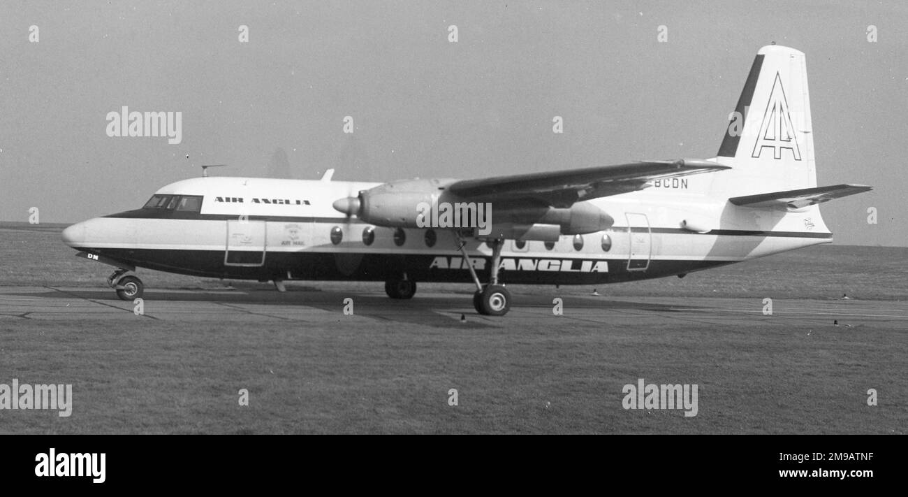Fokker F27 Friendship G-BCDN (msn ), at Norwich Airport in March 1976. Stock Photo