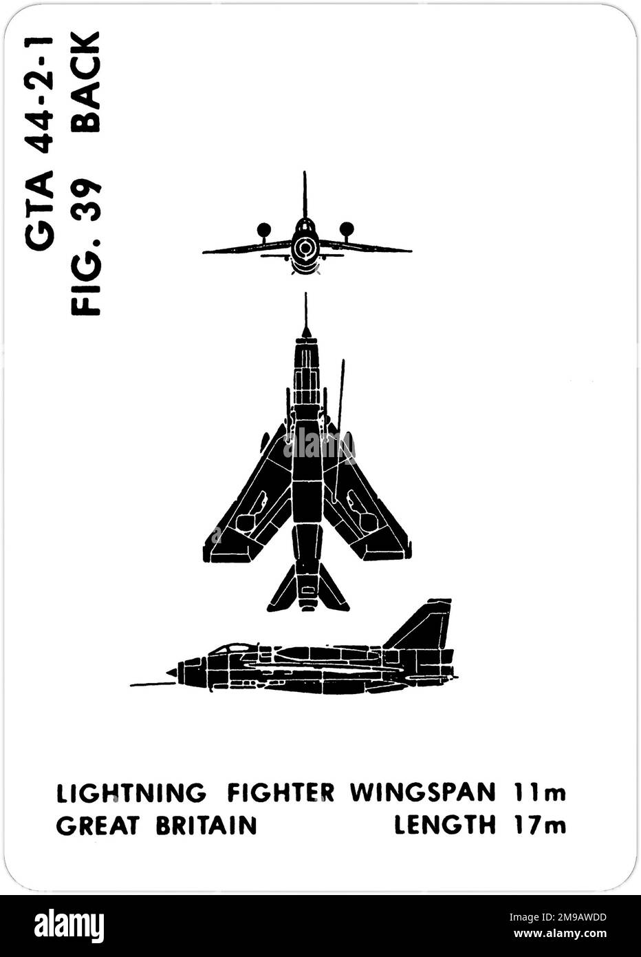 BAC Lightning F.6. This is one of the series of Graphics Training Aids (GTA) used by the United States Army to train their personnel to recognize friendly and hostile aircraft. This particular set, GTA 44-2-1, was issued in July1977. The set features aircraft from: Canada, Italy, United Kingdom, United States, and the USSR. Stock Photo