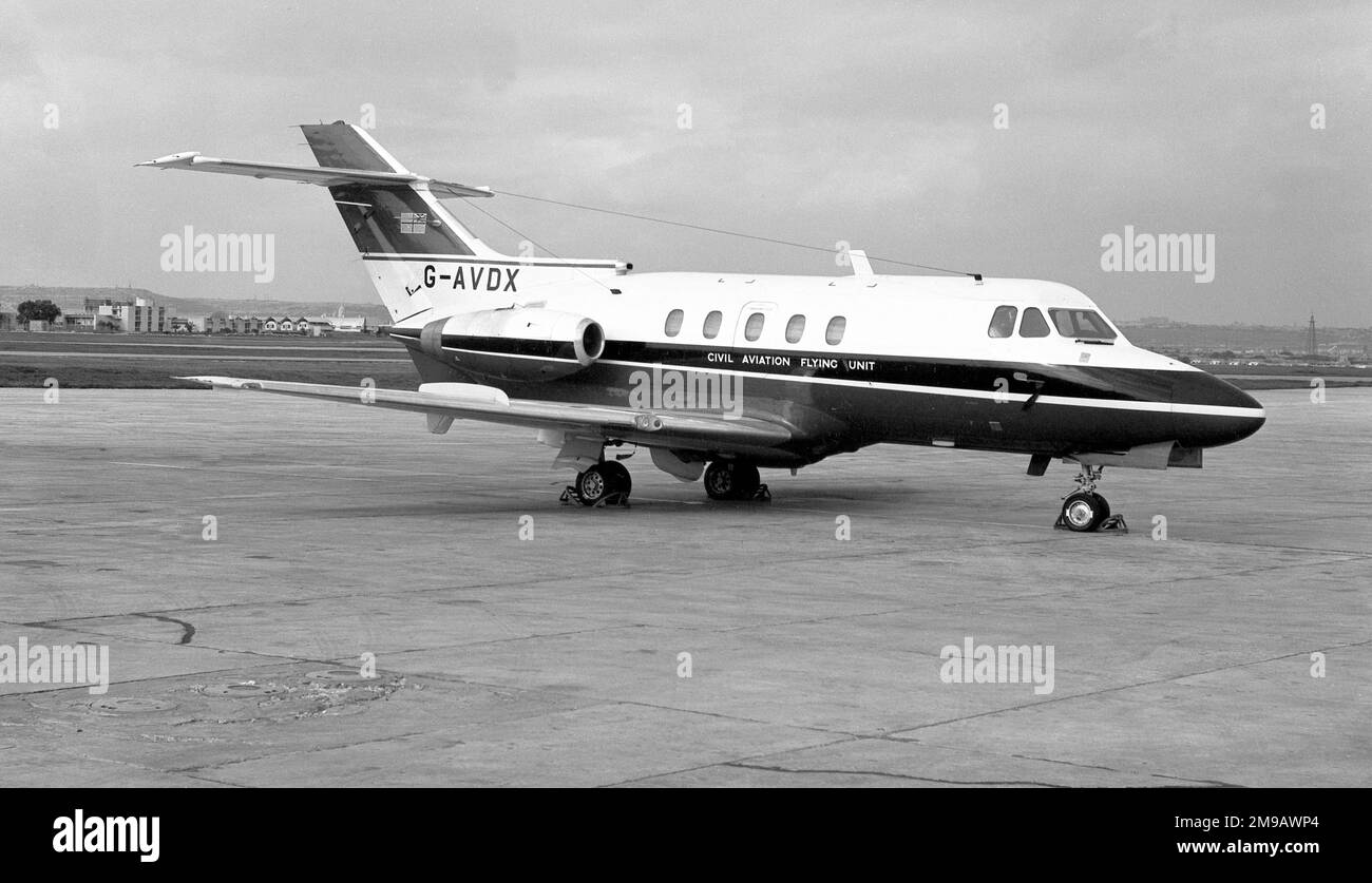 Hawker Siddeley HS.125 series 3B/RA G-AVDX (msn 25113), of the Department for Trade and Industry - Civil Aviation Flying Unit, at RAF Luqa on 19 October 1971. Stock Photo