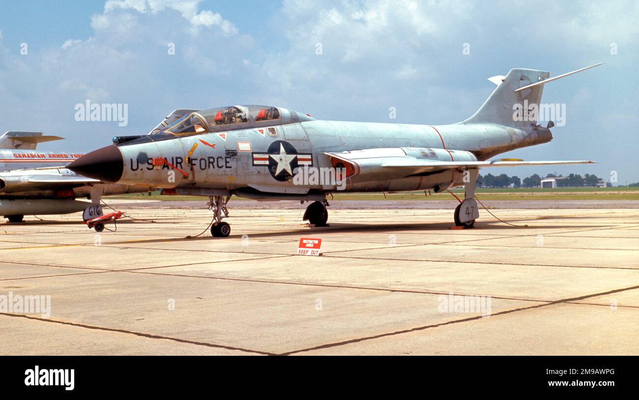 Canadian Armed Forces - McDonnell F-101B-90-MC Voodoo 101029 (msn 529), on arrival at RCAF Chatham, New Brunswick, for 416 Squadron CAF. Formerly of the 444th Fighter interceptor Squadron, United States Air Force, based at Charleston Air Force Base, South Carolina; 0351 was transferred to 416 Squadron CAF as 101029 in 1970/71, and crashed after a wake encounter caused controller pitch up at low altitude on 15 September 1983. Both crew ejected safely. Stock Photo