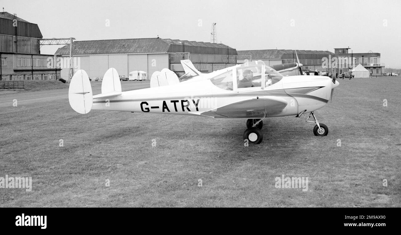 Alon A2 Aircoupe G-ATRY (msn A-140), at Kirton-Lindsey in April 1967. Stock Photo