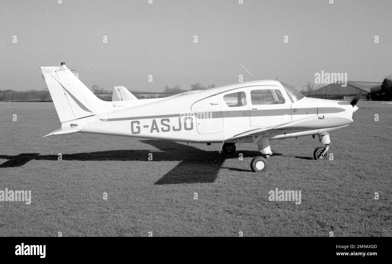 Beech 23 Musketeer G-ASJO (msn M-518), at Sywell in March 1978. Stock Photo
