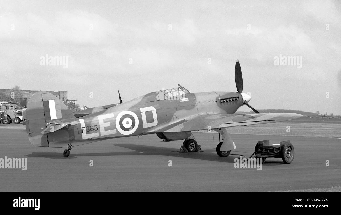 Battle of Britain Memorial Flight - Hawker Hurricane IIC LF363 'LE-D', with the markings carried by Douglas Bader's Hurricane in No.242 Squadron. Stock Photo