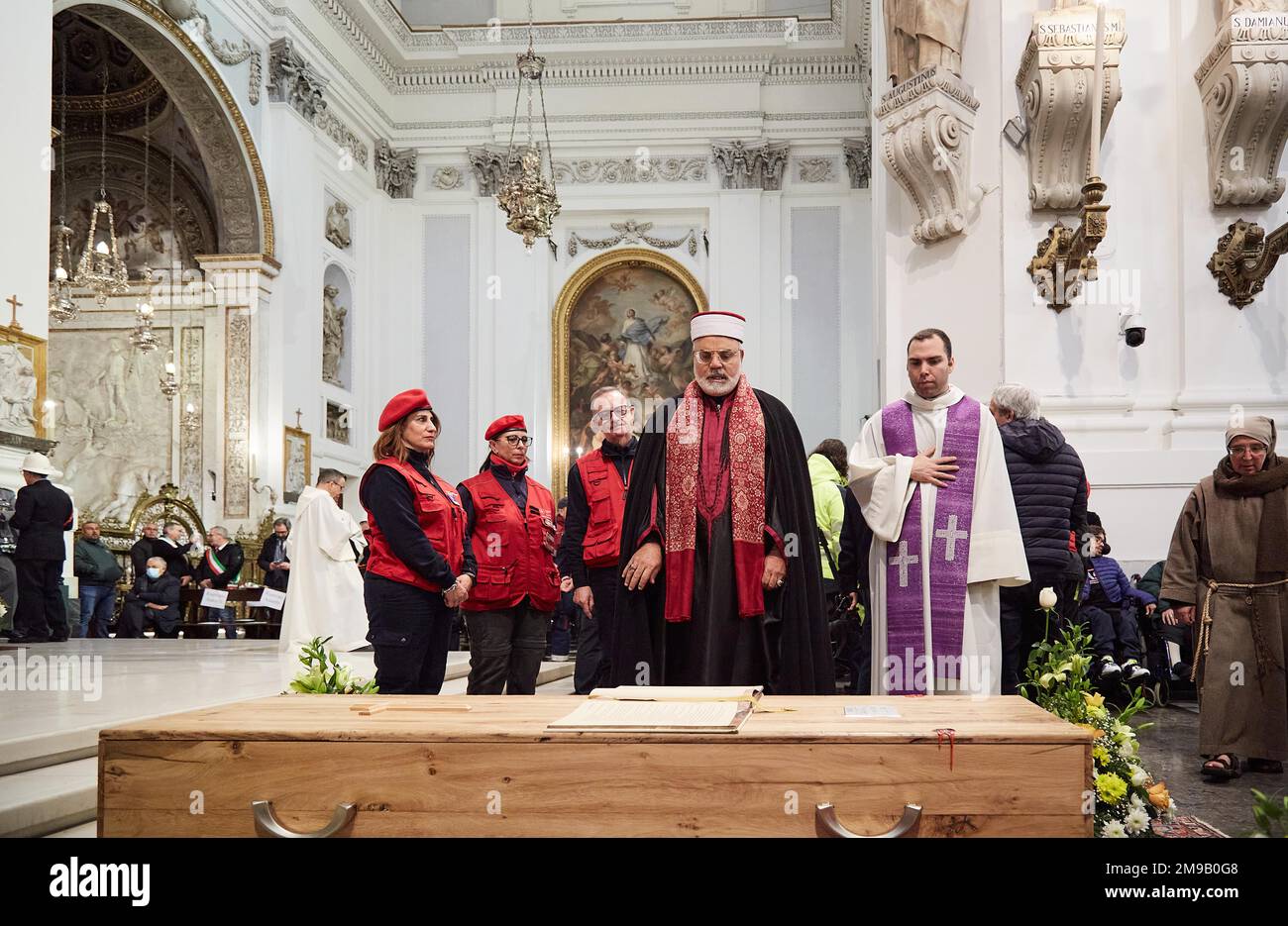 Palermo, Sicily, Italy. 17th Jan, 2023. Funeral of Biagio Conte takes