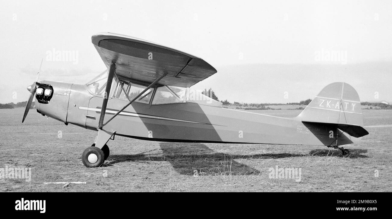 Taylorcraft DC-65 XK-ATY (msn 0-4247. built as an L-2A ), at Mangere, NZ. (The aircraft and pilot Alexander N. Clark went missing on 23 November 1956 , and were found in the bush 30 months later. The pilot died from injuries and exposure about 50 metres from the crash site.) Stock Photo