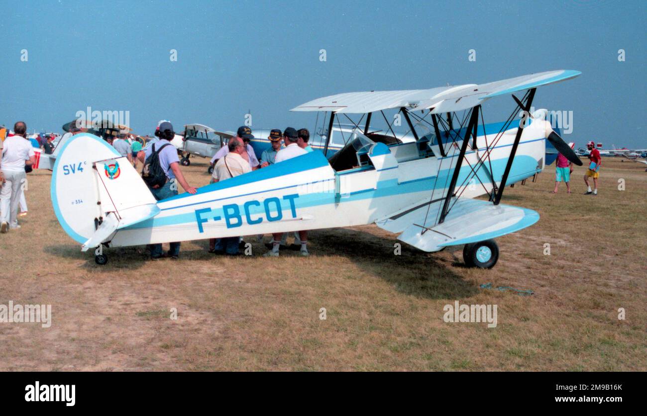 Stampe et Vertongen SV.4C F-BCOT (msn 334), at Moulins, France on 28 July 1990. Stock Photo