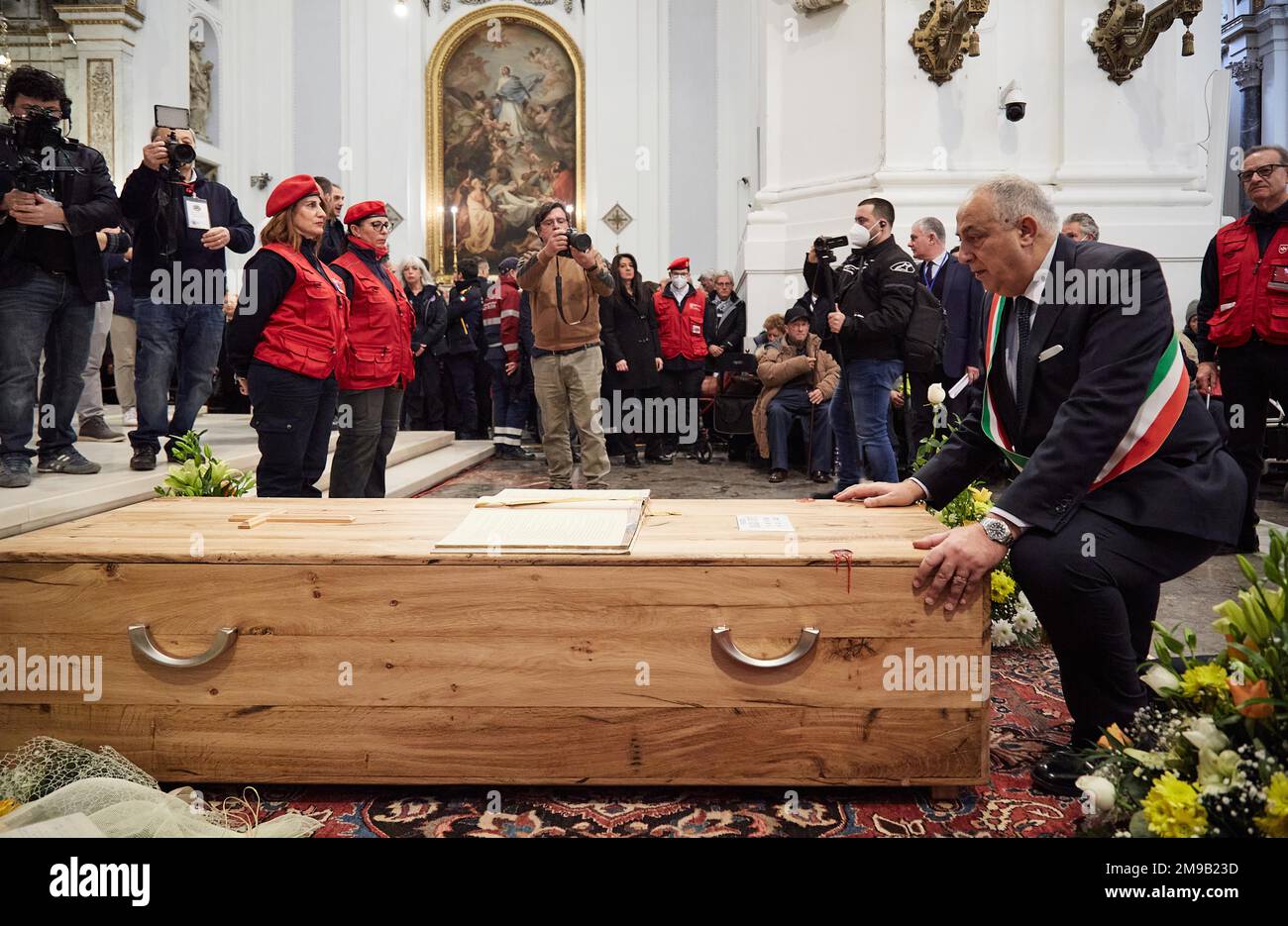 Palermo, Sicily, Italy. 17th Jan, 2023. Funeral of Biagio Conte takes