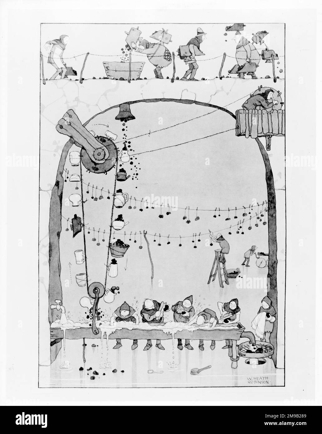 W. HeathRobinson Coal washing shed, drawn for the 1922 Heath Robinson