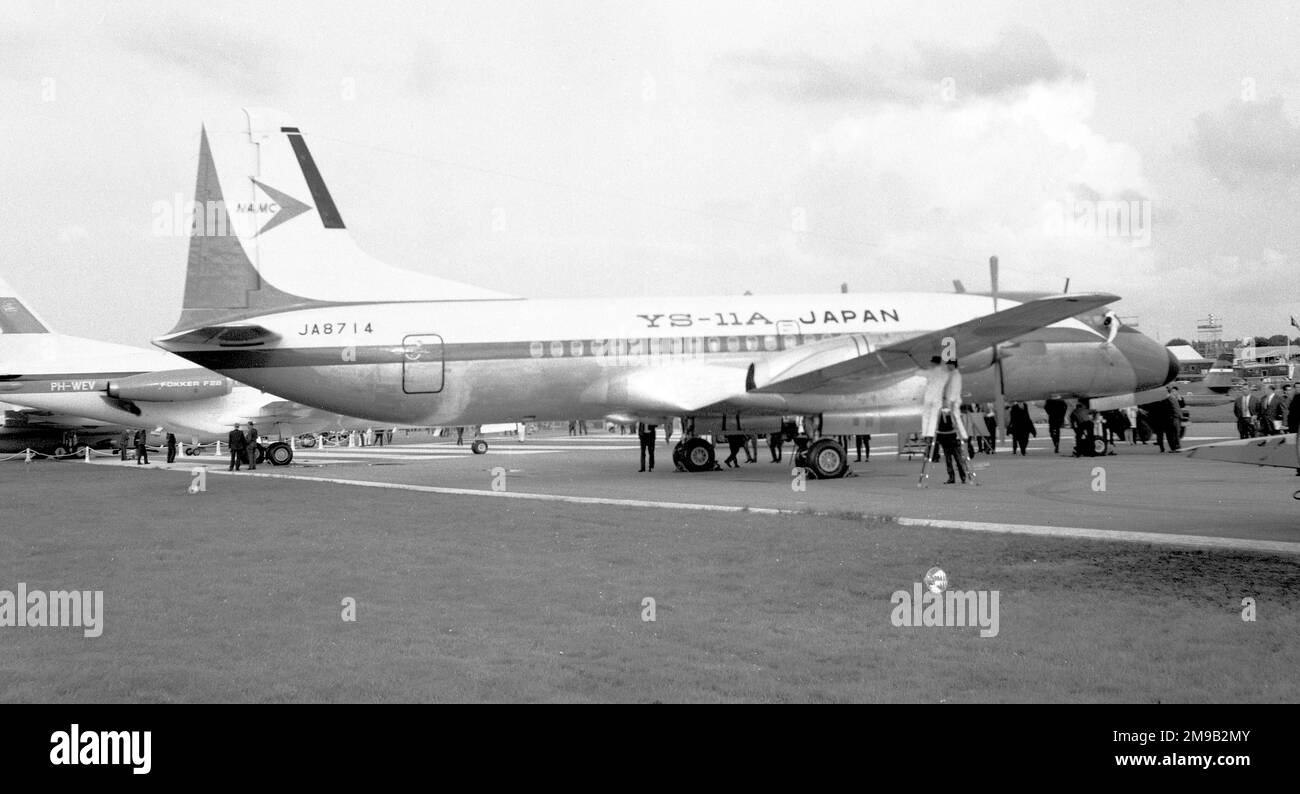 NAMC YS-11A JA8714 (msn ), at the SBAC Farnborough Air Show held from 16-22 September 1968. (NAMC - Nihon Aircraft Manufacturing Corporation) Stock Photo