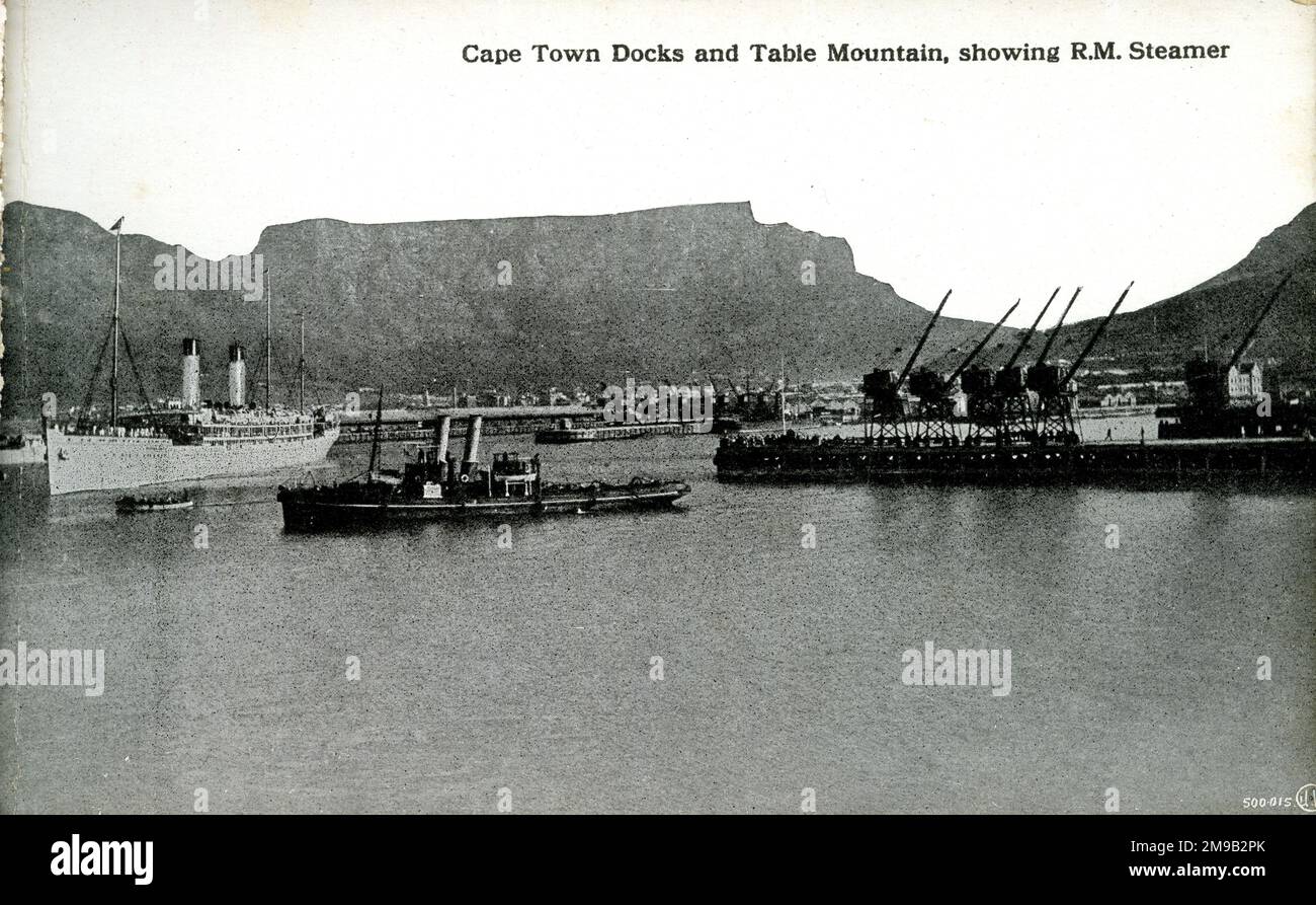 Cape Town Docks and Table Mountain, South Africa, showing Royal Mail