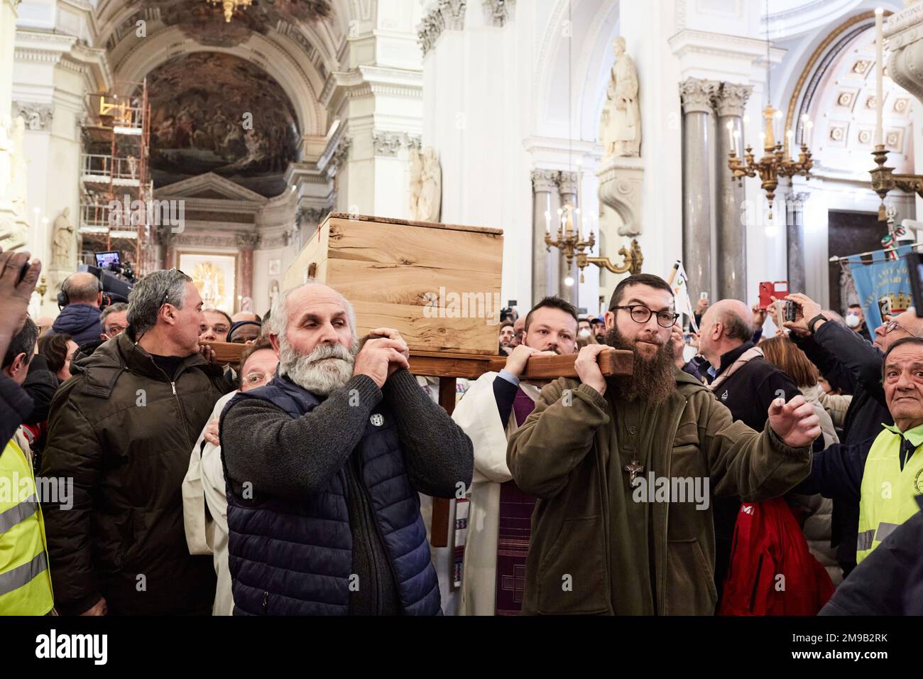 Palermo, Sicily, Italy. 17th Jan, 2023. Funeral of Biagio Conte takes