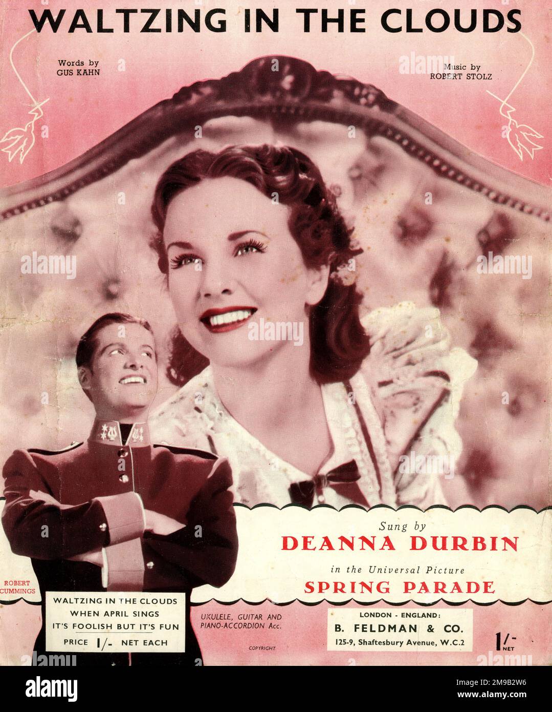 Music cover, song Waltzing in the Clouds, from the film 'Spring Parade' starring Deanna Durbin Stock Photo