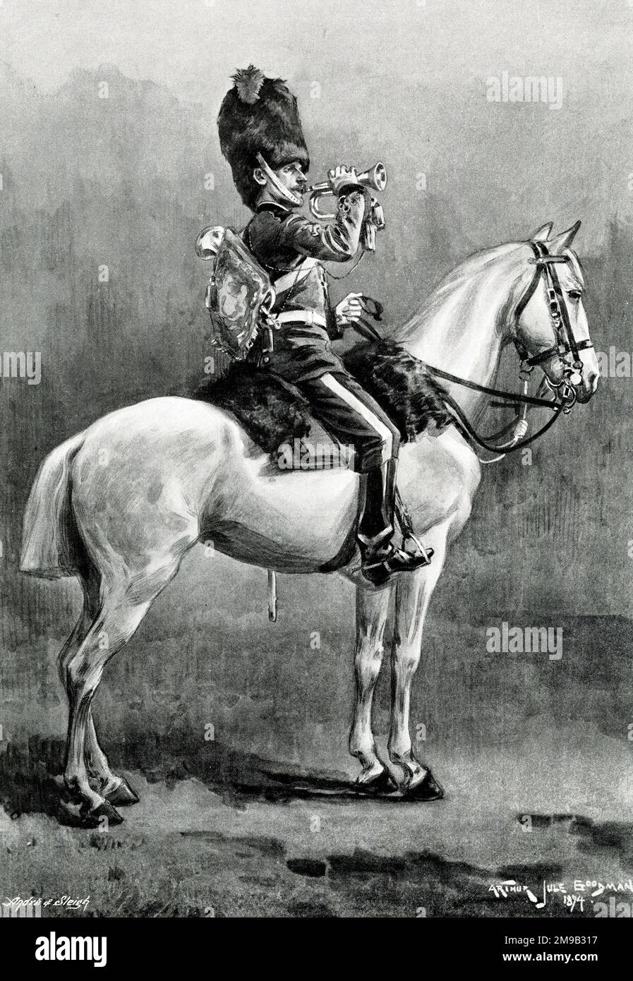 Scots Greys Trumpeter on horseback Stock Photo