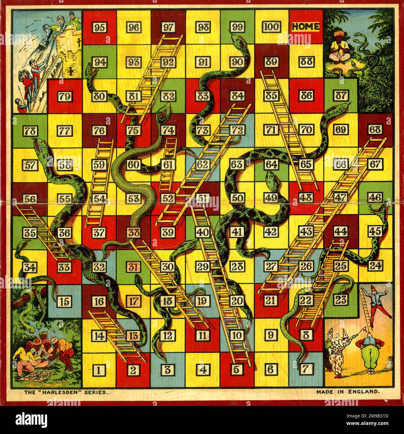 Snakes and Ladders game board Stock Photo