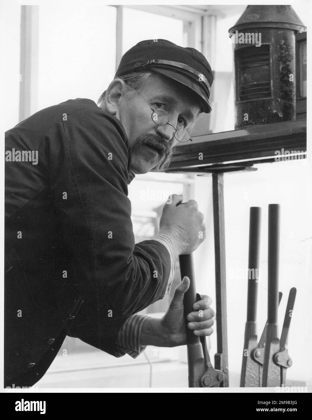 Lance Percival playing a signalman in the first episode of 'Andy Robson', a Tyne Tees Television period drama. Stock Photo