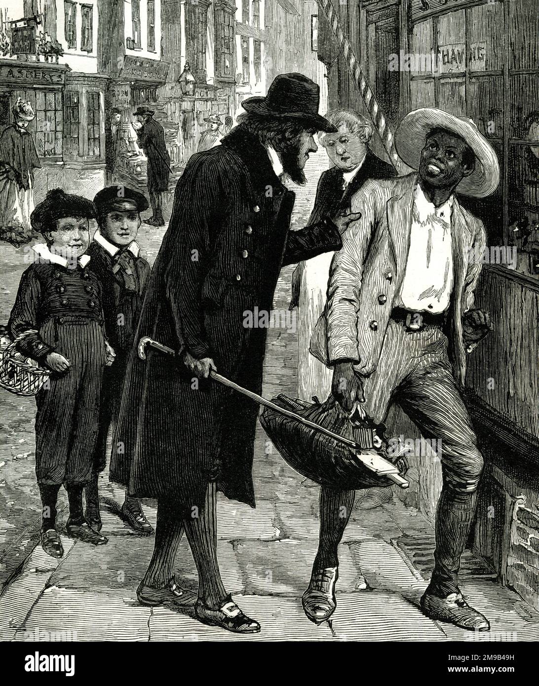 Mr Lisle recognised his slave - illustration to story 'Granville Sharpe, the Friend of the Slave' Stock Photo