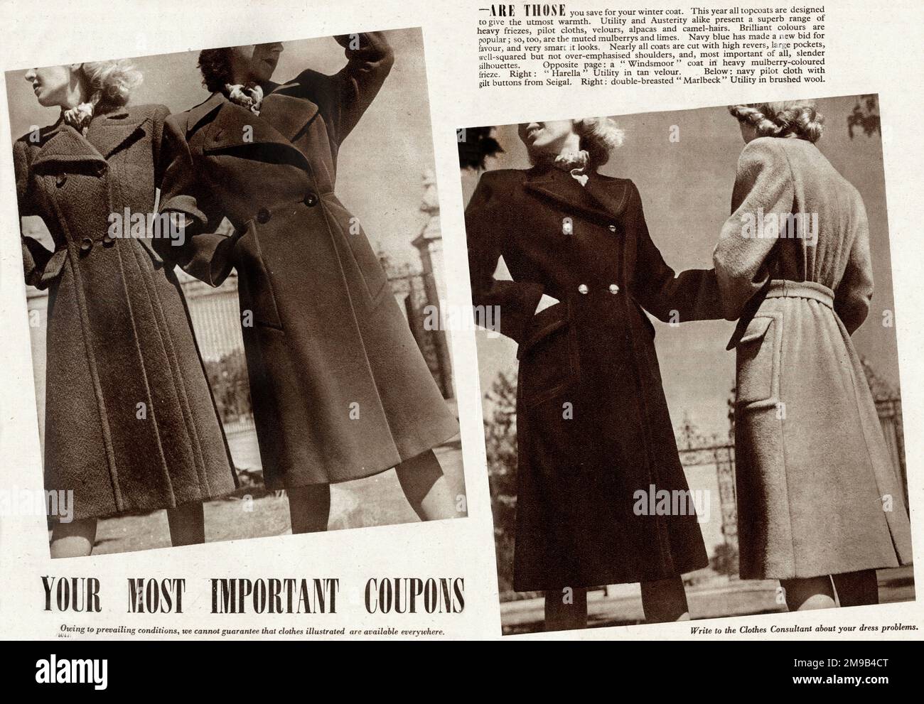 Fashion item, Your Most Important Coupons, WW2 rationing Stock Photo