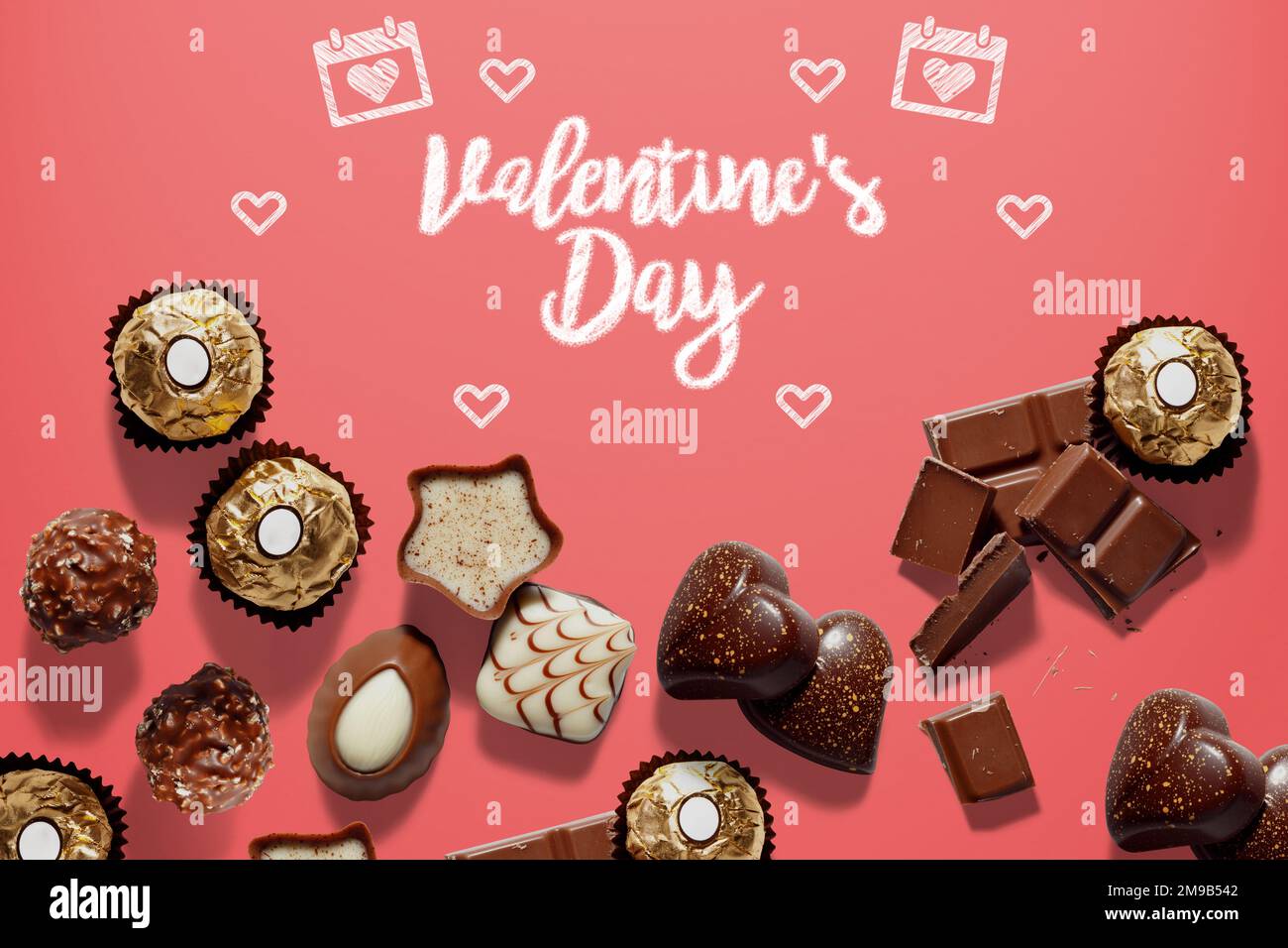 Background with chocolates for valentines day Stock Photo