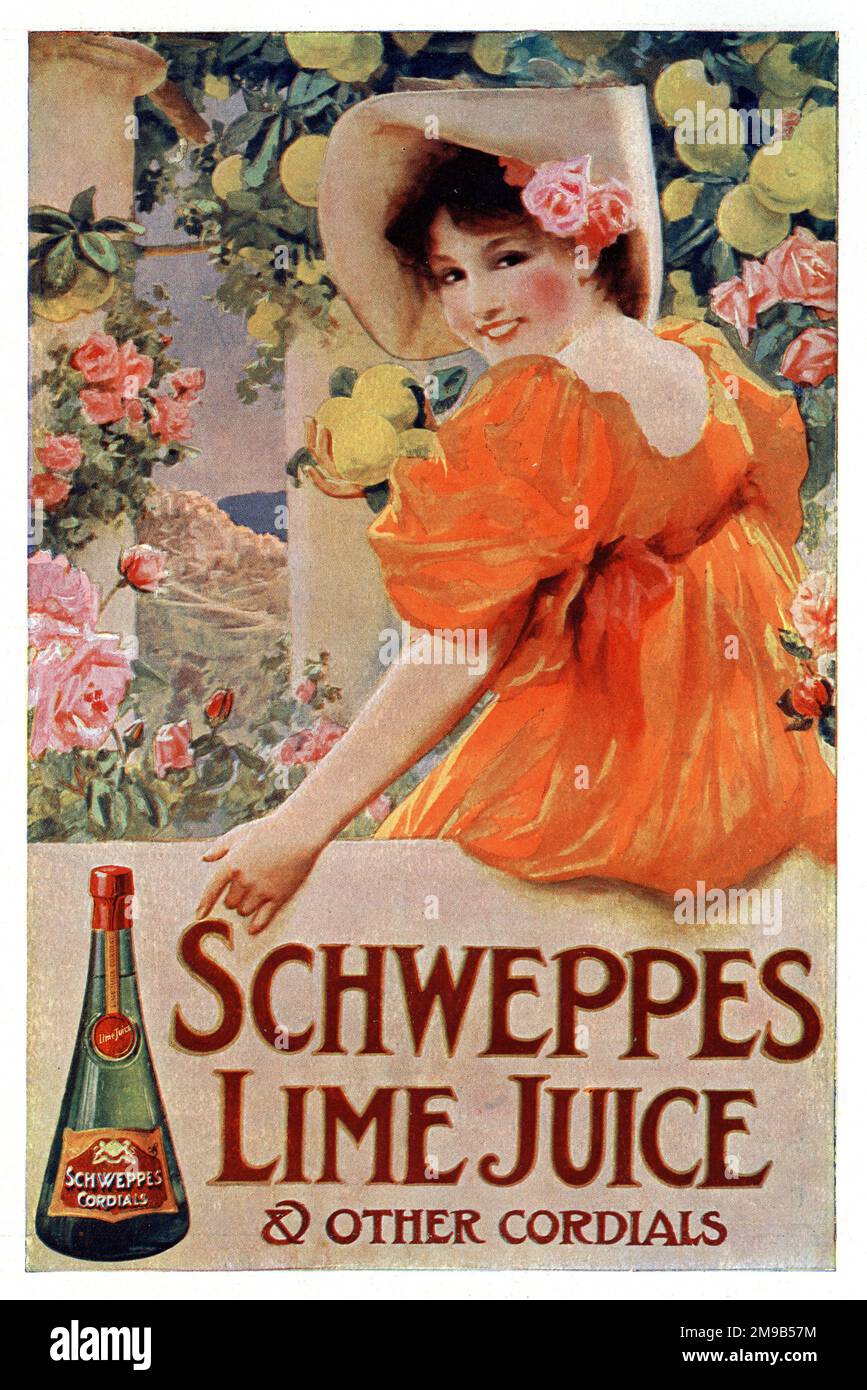 Advert, Schweppes Lime Juice Cordial Stock Photo Alamy