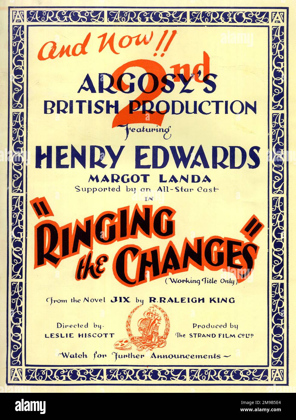 Argosy Productions film, Ringing the Changes, featuring Henry Edwards and Margot Landa, based on the novel Jix by R Raleigh King, directed by Leslie Hiscott Stock Photo