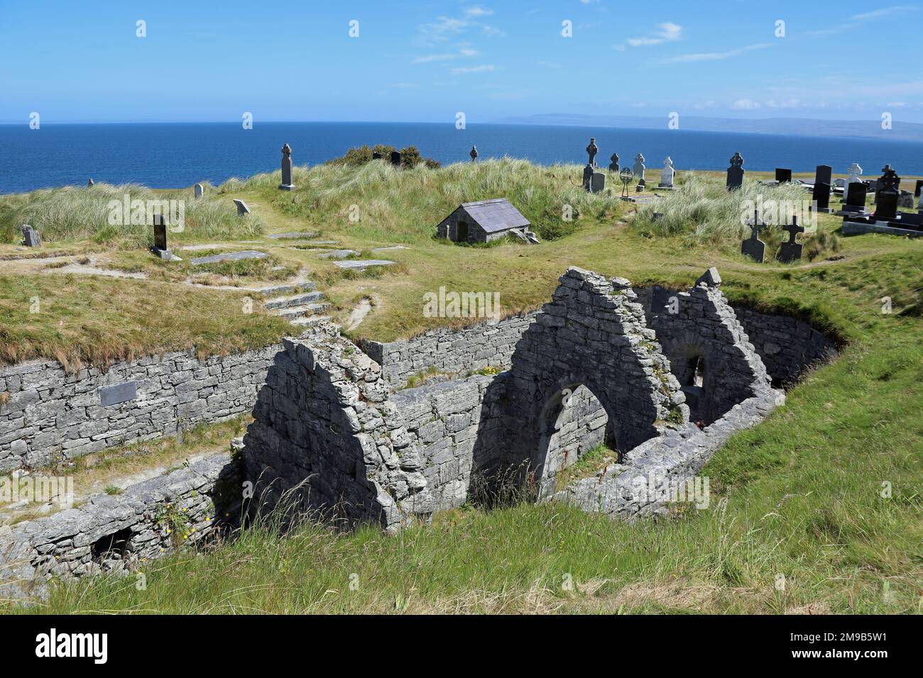 Sunken Church of Saint Caomhan on the island of Inis Oirr in Galway Bay Stock Photo