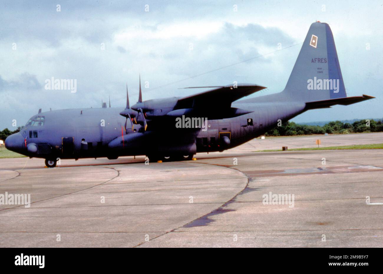 United States Air Force (USAF) - Lockheed AC-130A-LM Hercules 53-3129 (msn 182-3001), of the 711th Special Operations Squadron, 919th Special Operations Wing (Air Force Reserve), Duke Field, FL. (The first production C-130, rolled out on 10 March 1955. Subsequently modified as a JC-130A, then to an AC-130A gunship). Stock Photo