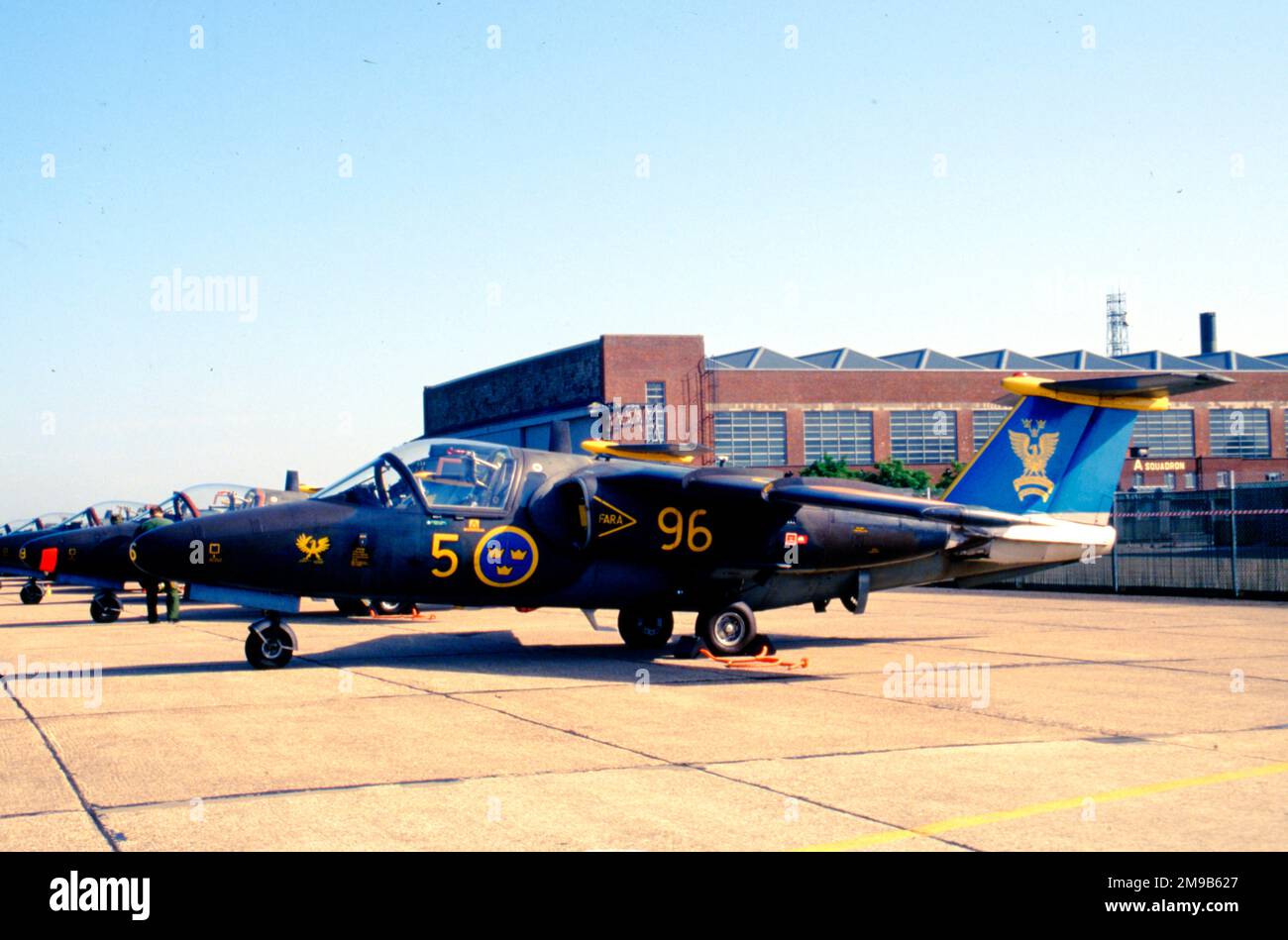 Flygvapnet - SAAB Sk 60B '96' (msn 96), of F5 Ljungbyhe, at the Air Tournament international, held at Boscombe Down on 13 June 1992. (Flygvapnet - Swedish Air Force). Stock Photo