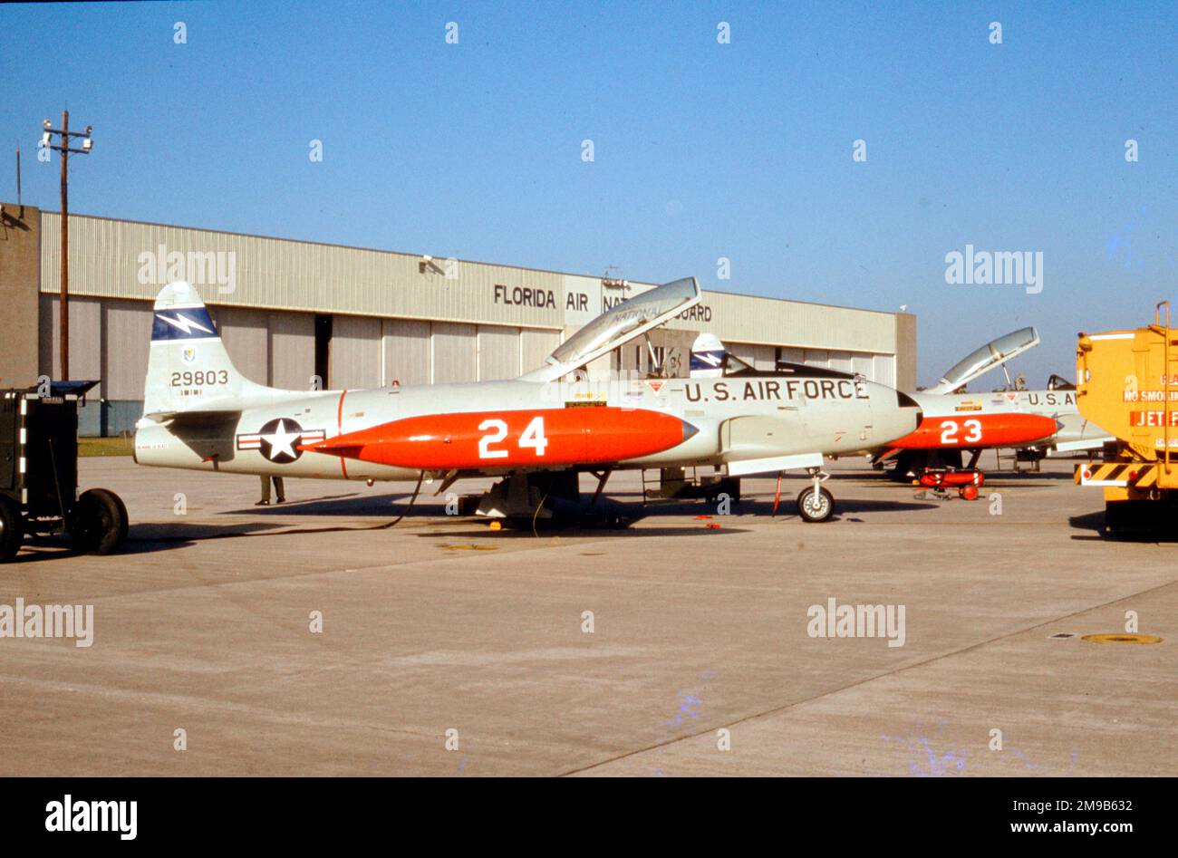 United States Air Force (USAF) - Lockheed T-33A-1-LO 52-9803 (msn 580-8063, call-sign '24'), of the 159th Fighter interceptor Squadron, Florida Air National Guard. Stock Photo