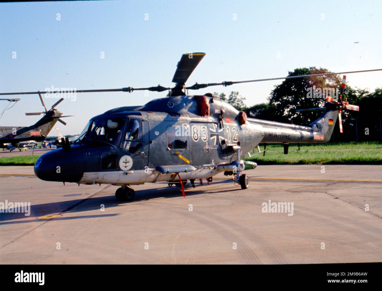 Marineflieger - Westland Lynx Mk.88 83+12 (msn 272, ex G-17-32), of MarineFliegerGeschwader 3, at the RAF Mildenhall Air Fete on 26 May 1985. (Marineflieger - German Navy Aviation) Stock Photo