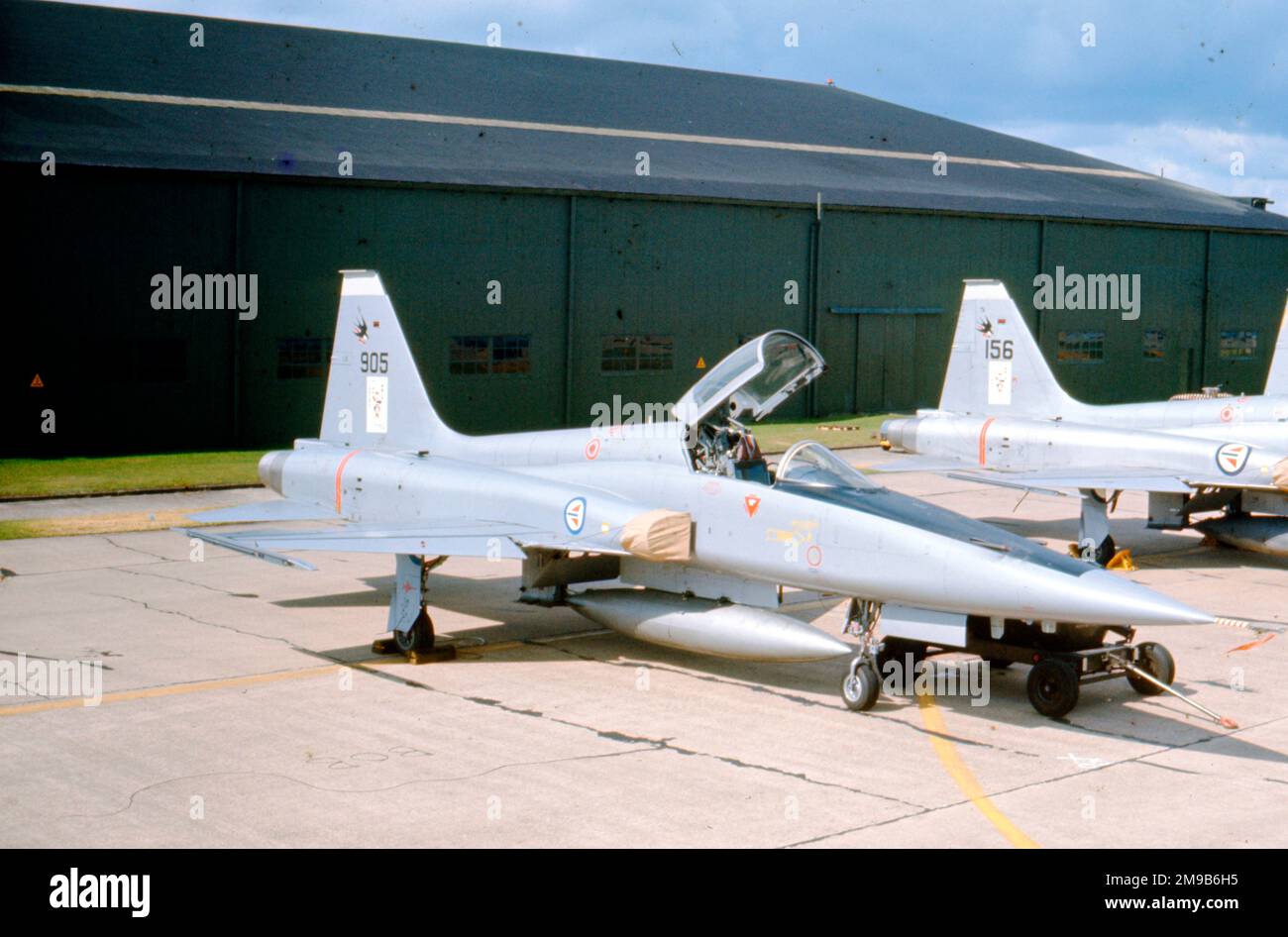 Luftforsvaret - Northrop F-5A-35-NO Freedom Fighter 905 (msn N.7068, ex 67-14905), at RAF Greenham Common on 24 July 1977. (Luftforsvaret - Royal Norwegian Air Force). Stock Photo