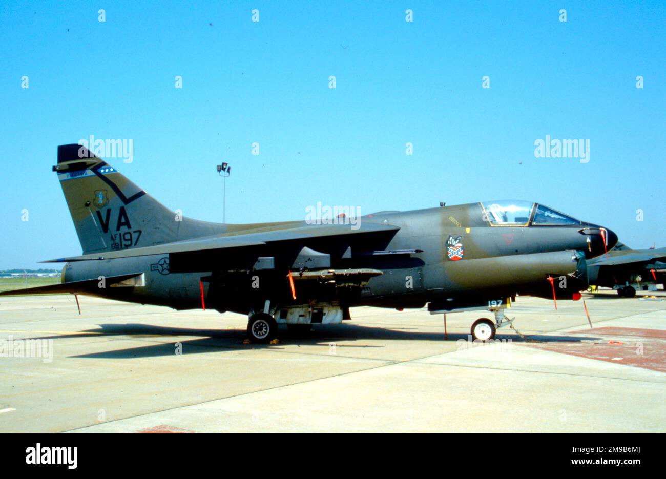 United States Air Force (USAF) - Ling-Temco-Vought A-7D-4-CV Corsair II 69-6197 (msn D-027), of the 149th Tactical Fighter Squadron, Virginia Air National Guard. Stock Photo