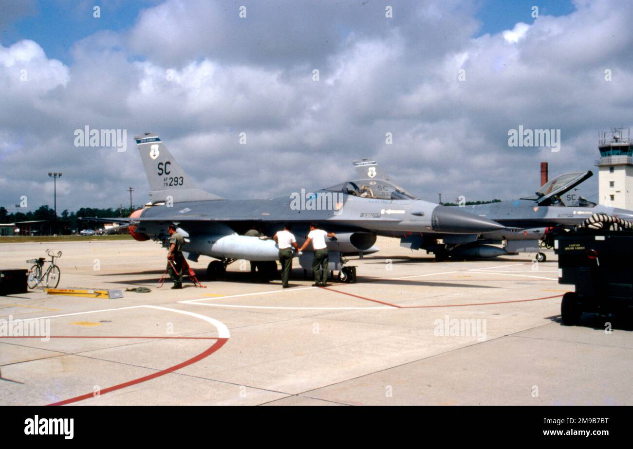 United States Air Force (USAF) - General Dynamics F-16A Block 10 Fighting Falcon 79-0293 (msn 61-78), of the South Carolina Air National Guard. (This aircraft was later supplied to israel under Peace Marble iV). Stock Photo