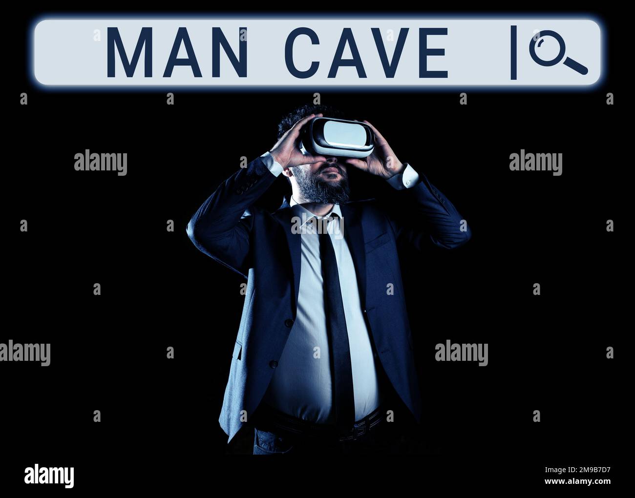 Conceptual caption Man Cave, Concept meaning a room, space or area of a  dwelling reserved for a male person Stock Photo - Alamy