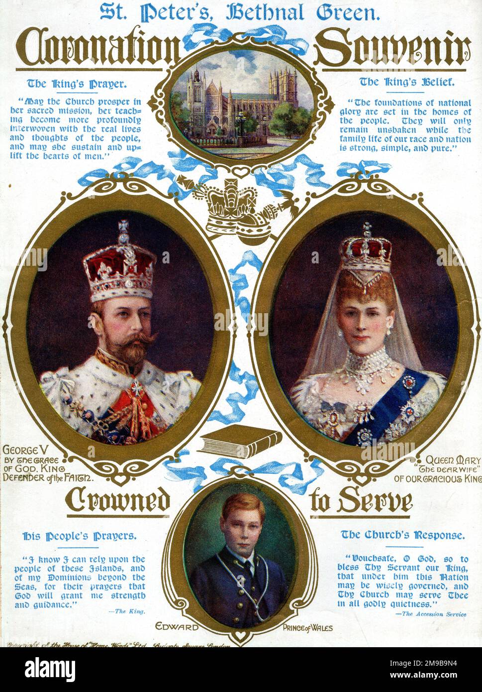 Coronation of King V and Queen Mary, with Edward, Prince of Wales, below Stock Photo Alamy