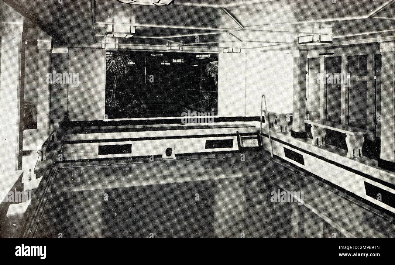 MV Britannic, Swimming Pool, January 1949 Stock Photo