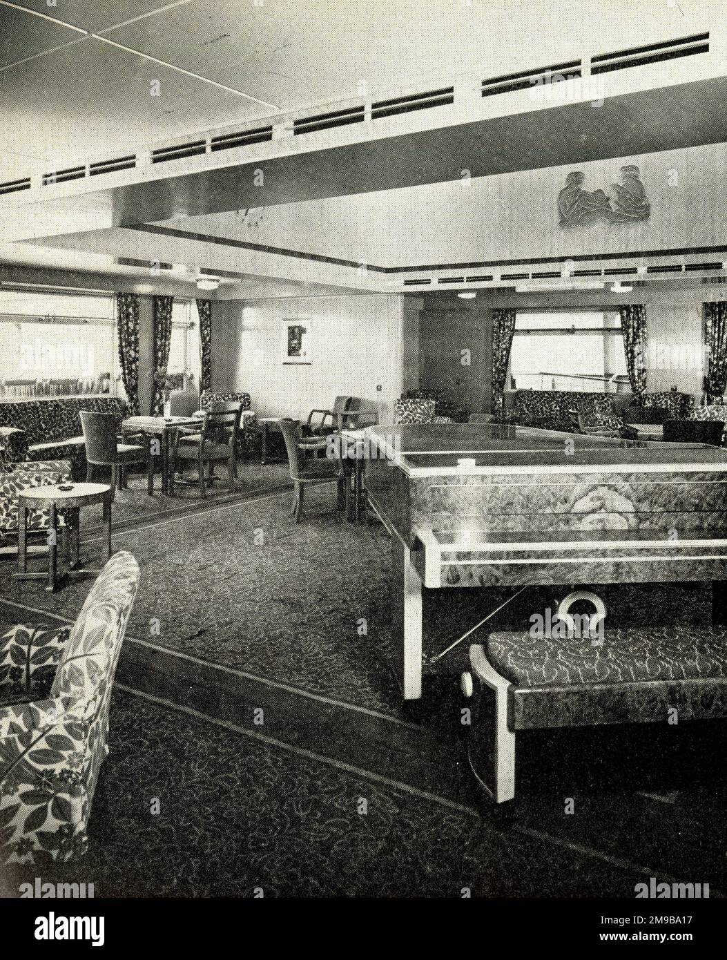 RMS Media, Lounge, January 1949 Stock Photo
