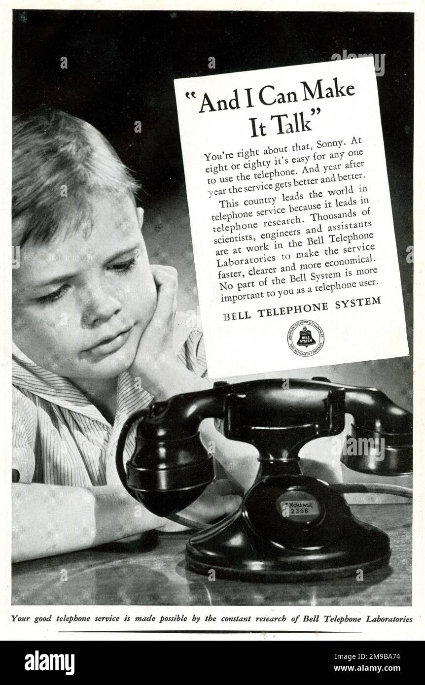 Advert, Bell Telephone System, USA  - And I Can Make It Talk Stock Photo