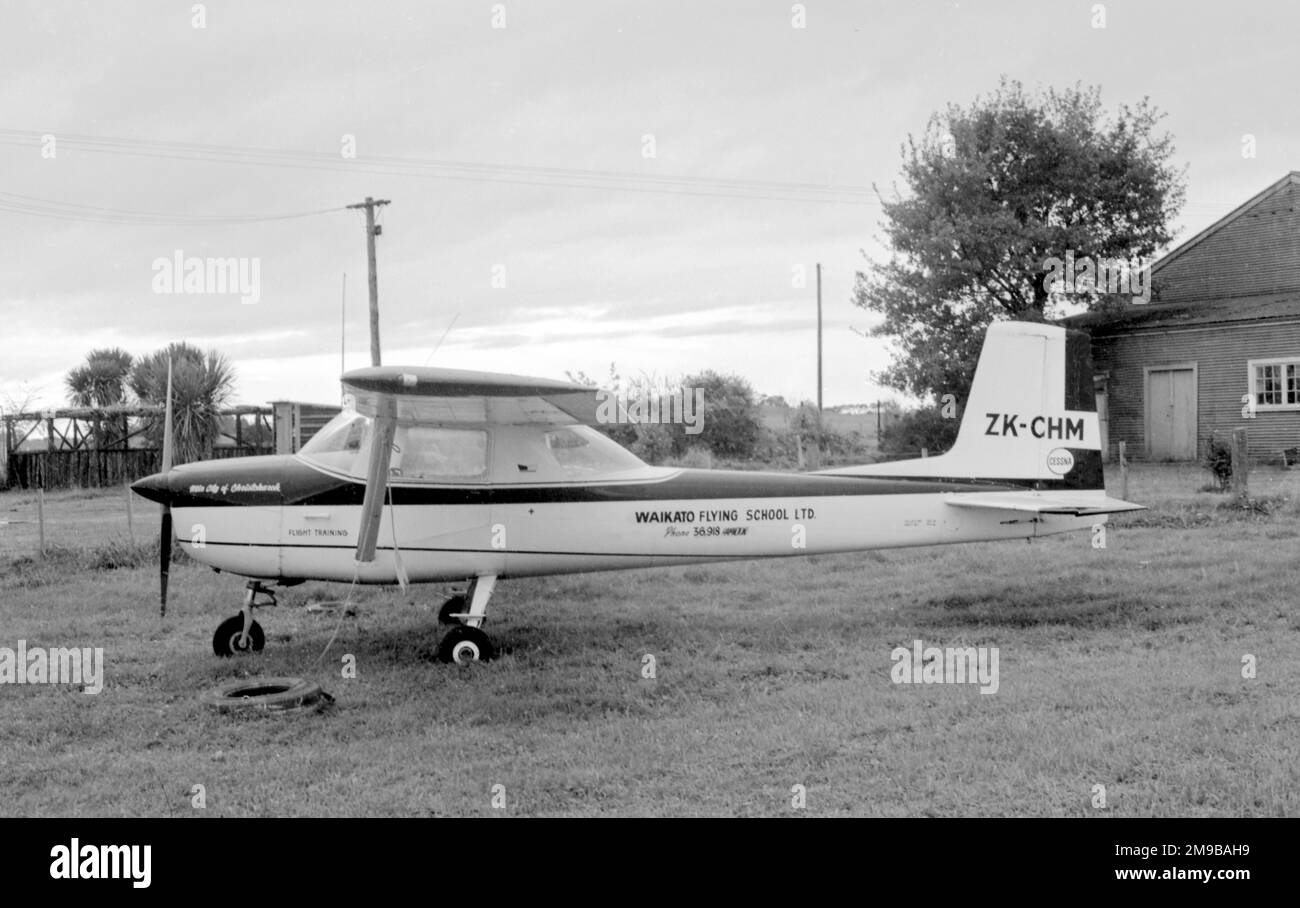 Cessna 150D ZK-CHM 'Miss City of Christchurch' (msn 15060397), of Waikato Flying School Ltd. Stock Photo