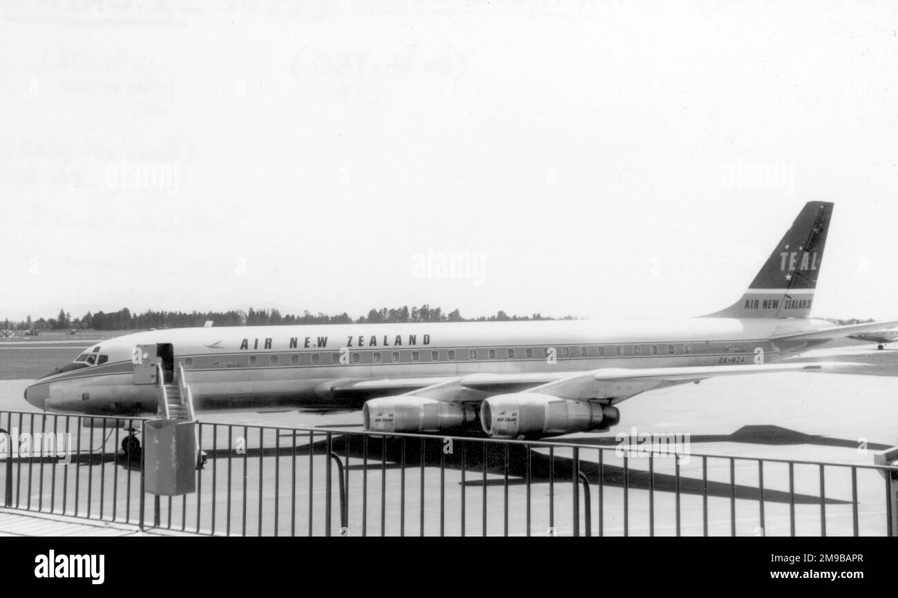 Douglas DC-8-52 ZK-NZA (msn 45750, line number 217), of Air New Zealand, on 13 February 1965. Stock Photo