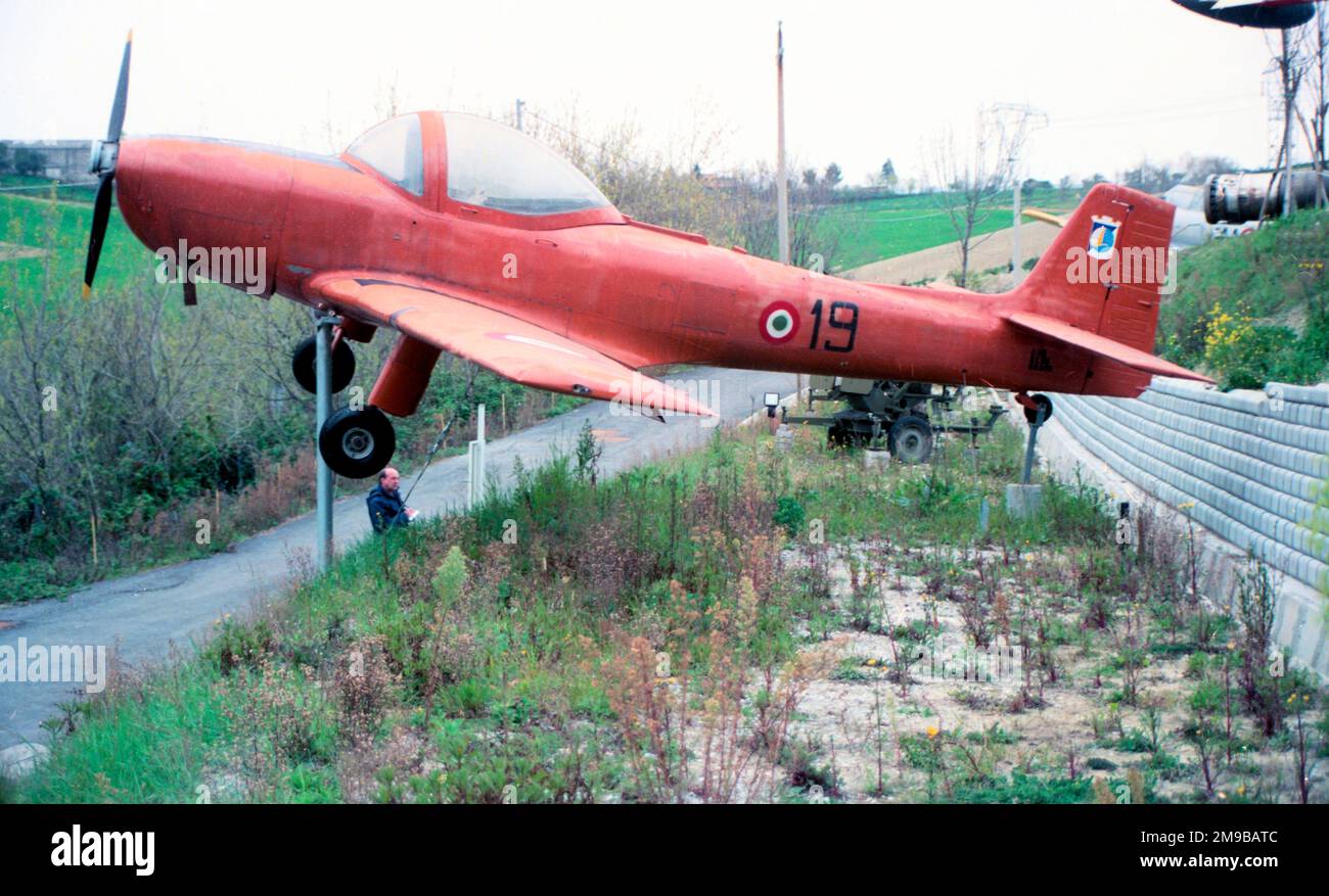 Piaggio P.148 MM53727 / 19 (msn 175), on display at the Museo dell'aviazione di Rimini. Stock Photo