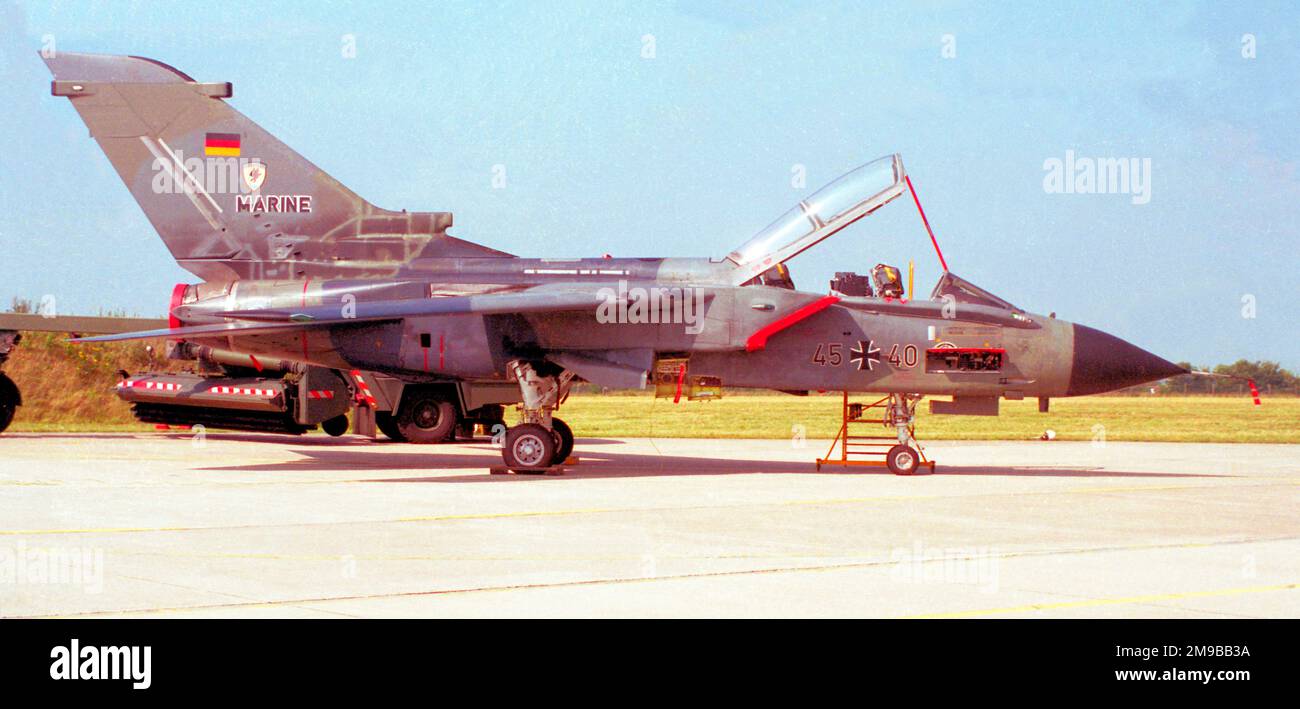 Marineflieger - Panavia Tornado IDS 45+40 (msn GS188), of MarineFliegerGeschwader 2, at Nordholz Air Base for an air display on 18 August 1996. (Marineflieger - German naval aviation). Stock Photo