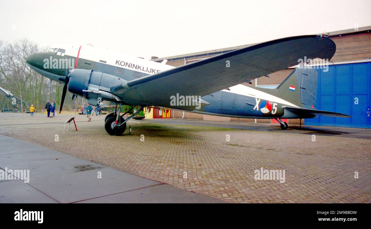 Douglas C-47A-70-DL Skytrain K-688 / X-5 (msn 20118), on display at the Militaire Luchtvaart Museum, on Kamp Van Zeist Soesterberg, Netherlands. Stock Photo