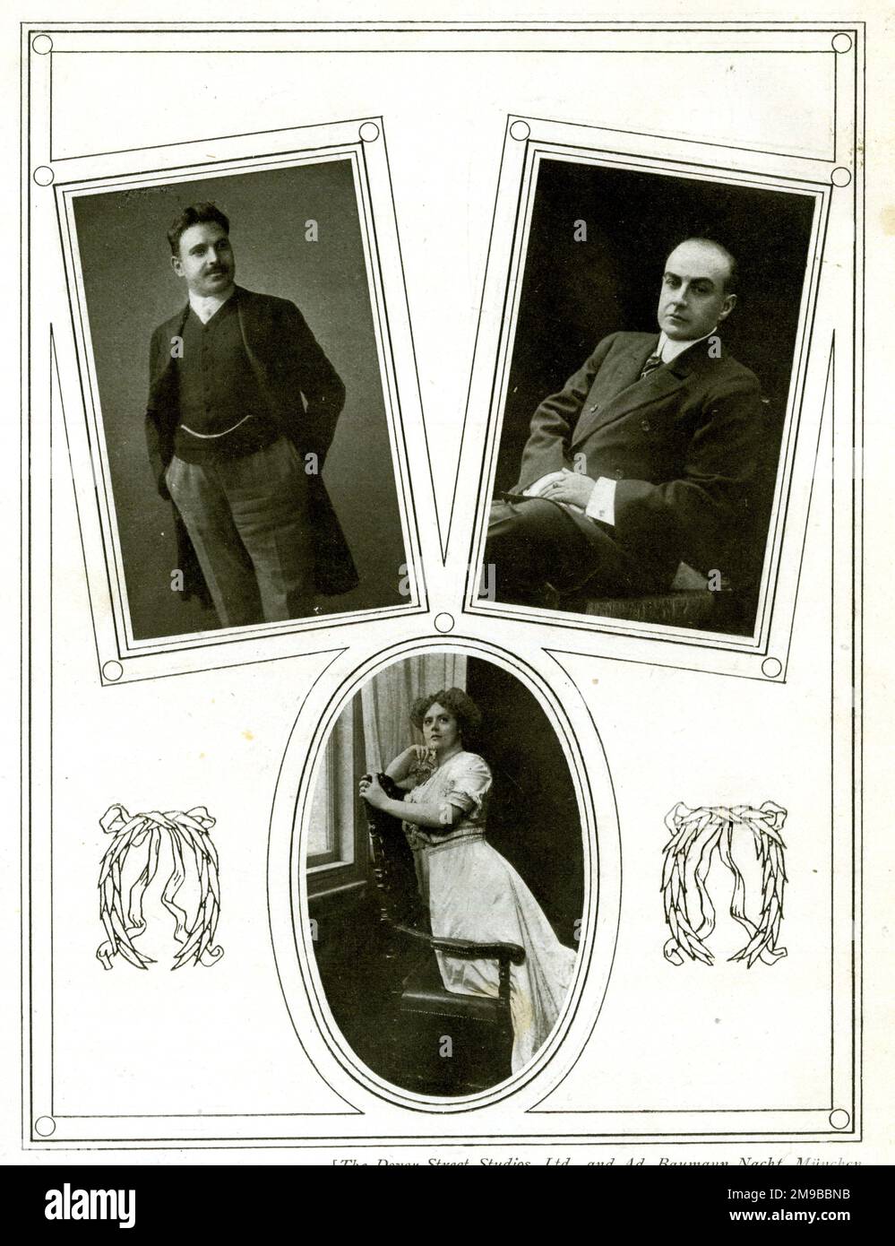 Herr Desider Zador (L), baritone, Signor Dante Zucchi (R), tenor, Madame Edna Thornton, contralto, opera singers Stock Photo